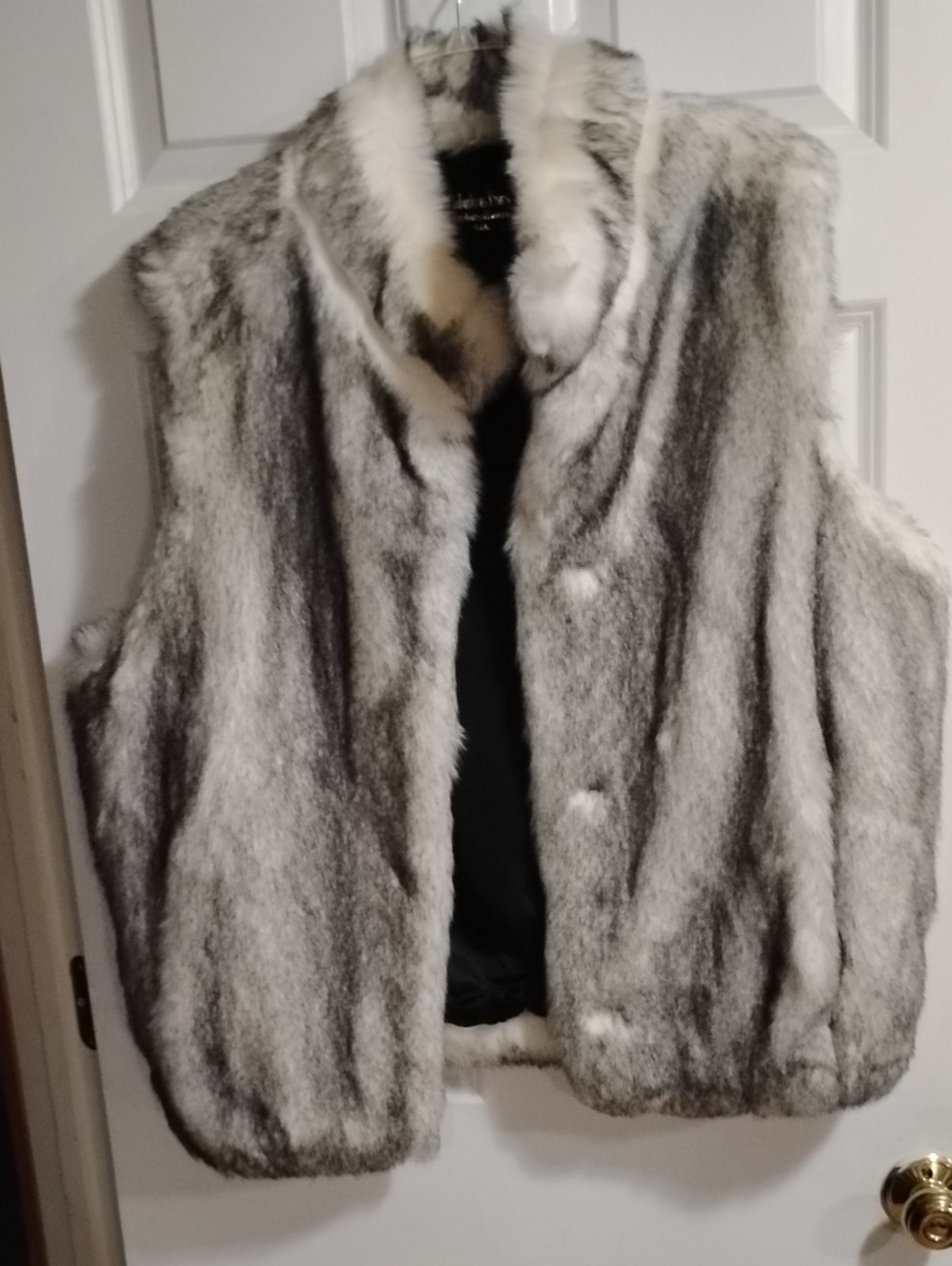 Fabulous Furs Grey & White Faux Fur Vest